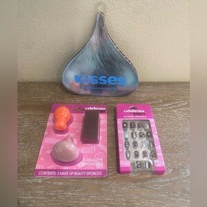 New HERSHEY KISSES EYESHADOW PALETTE, makeup sponges and fake nails